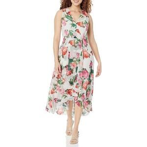 Calvin Klein Floral Chiffon High Low Dress Women's 6 Romantic‎ Feminine Flowy